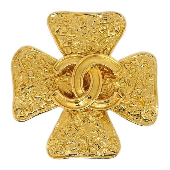 Chanel Clover Brooch Pin Gold 95A 194837 - Picture 1 of 4